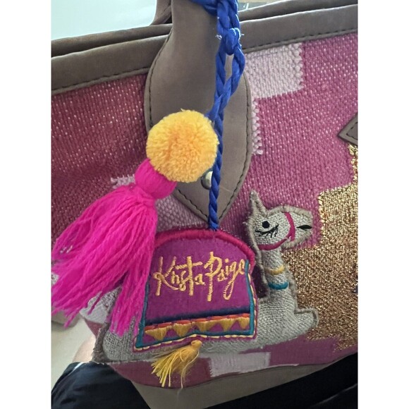 Krista Paige Handbags Multi Color Trinity tote Signed Camel Charm Tassel Leather - Picture 6 of 12